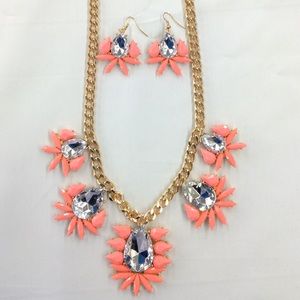 Pink & Diamond Necklace & Earring Set